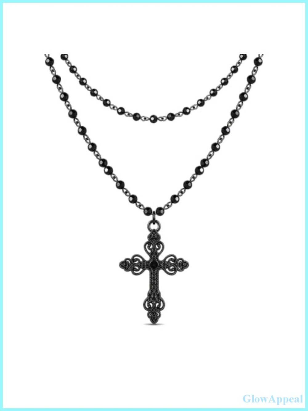 Gothic Layered Black Cross Pendant Necklace for Women - Y2K Emo Grunge Style